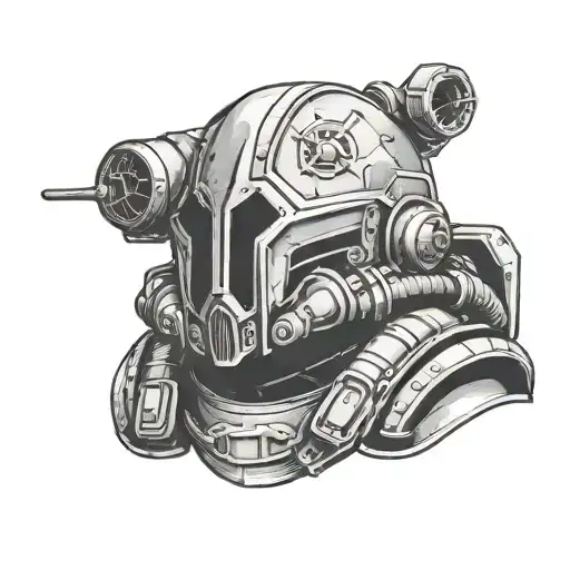a helldivers two helmet tattoo design idea