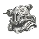 a helldivers two helmet tattoo design idea