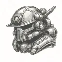 a helldivers two helmet tattoo design idea