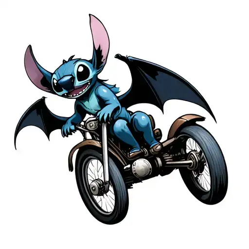 Stitch riding on toothless tattoo design idea