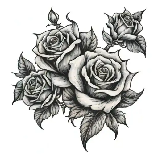 fire and roses intertwined tattoo design idea