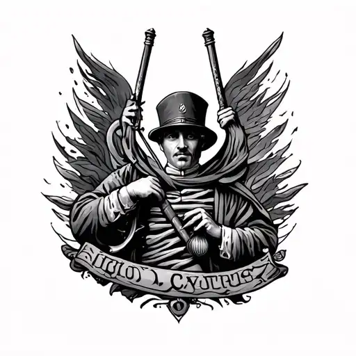 painter, piper and prisoner symbolism tattoo design idea