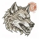 snarling wolf face tattoo design idea