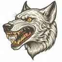 snarling wolf face tattoo design idea
