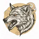 snarling wolf face tattoo design idea