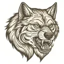 snarling wolf face tattoo design idea