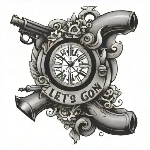 write LET'S GO on the thigh tattoo tattoo design idea