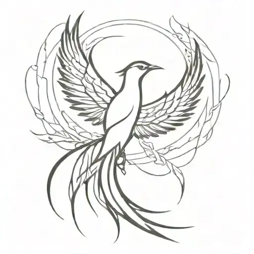 phoenix Representing rebirth and resilience, a phoenix with an abstract or geometric design with swallows tattoo design idea