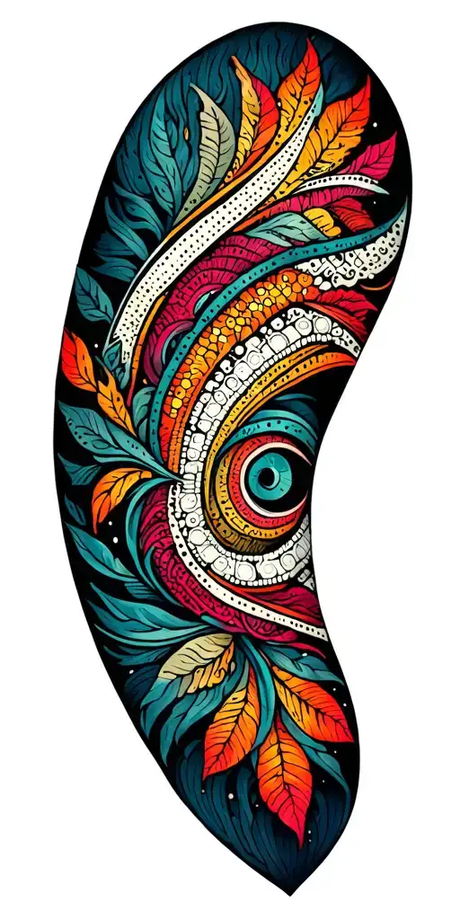 tribal tattoo with many faded colours tattoo design idea