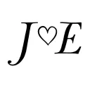 letters J "heart" E with slanted font tattoo design idea