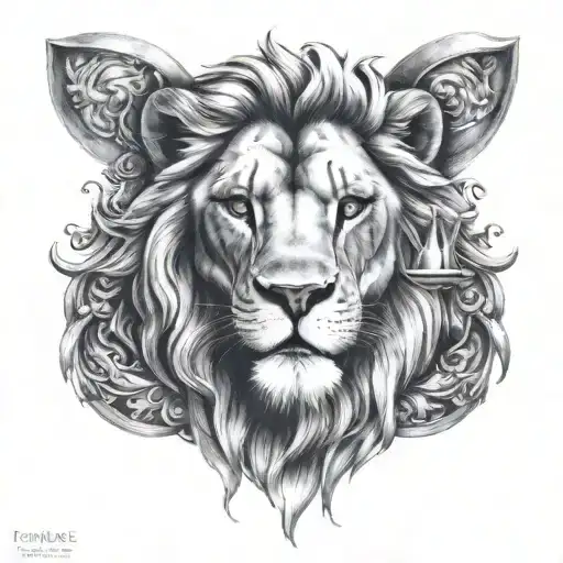 lion taurus libra virgo eith libra apple tattoo design idea