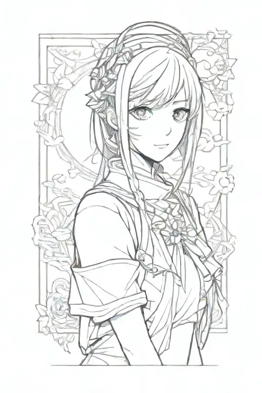 Background And Anime girl tattoo design idea