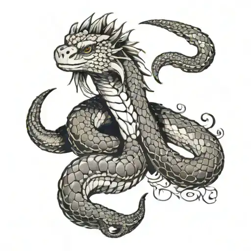 hognose snake with vegeta hair surrounded tattoo design idea