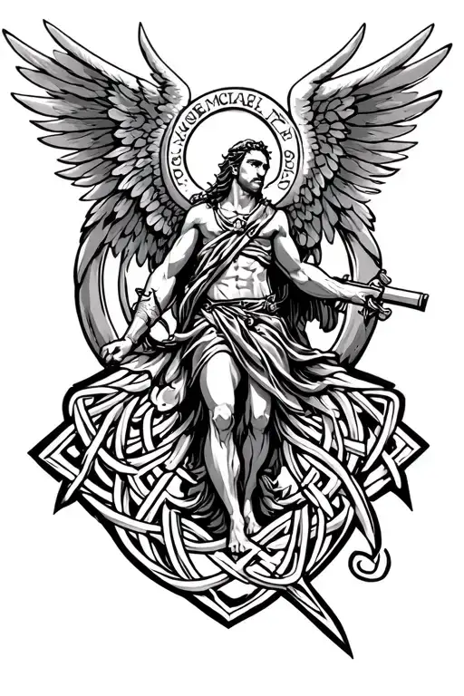police celtic 444 arc angel michael tattoo design idea