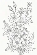 december and july birth flowers in a bouquet. the stem leads into the words “1971” tattoo design idea