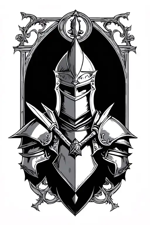 Simple Stepped-up tattoo of a knight in a Gothic style tattoo tattoo design idea