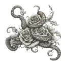 vines and roses with a viper snake intertwined with the vines wrapped around  the arm to the middle finger tattoo design idea