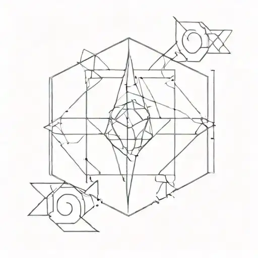 A minimalist geometric design incorporating elements of computer technology and the word 'YAMAS' tattoo design idea