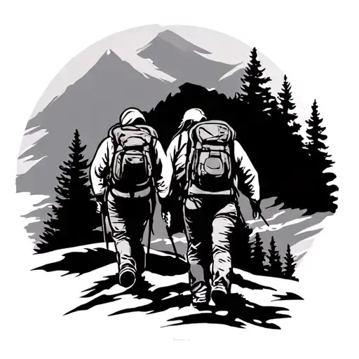 Dad for daughters hiking tattoo design idea