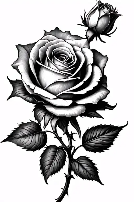 fine art rose two buds coming tattoo design idea