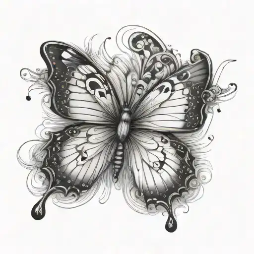 fine line butterfly tattoo design idea