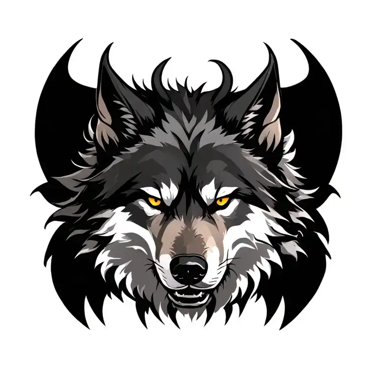 demon wolf tattoo design idea