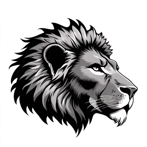 lions head with 1996 tattoo design idea