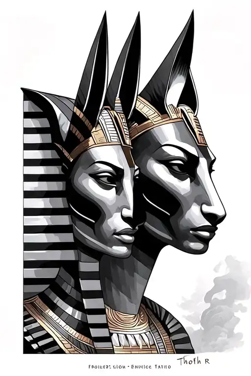 thoth ra anubis side by side tattoo design idea