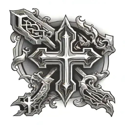 welding and cross made tattoo design idea