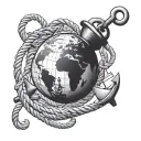 globe and anchor with rope tattoo design idea