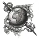 globe and anchor with rope tattoo design idea