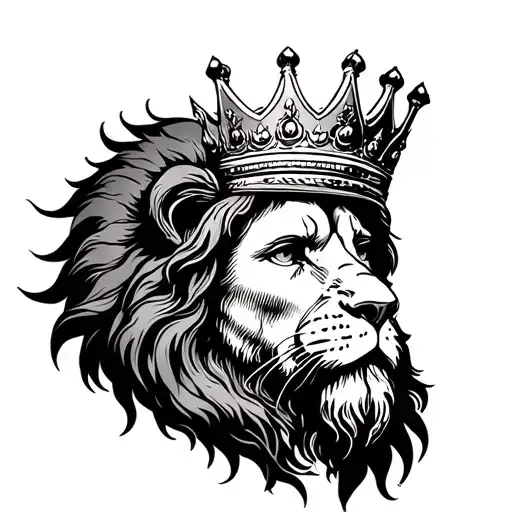 Jesus as a lion wearing a crown tattoo design idea