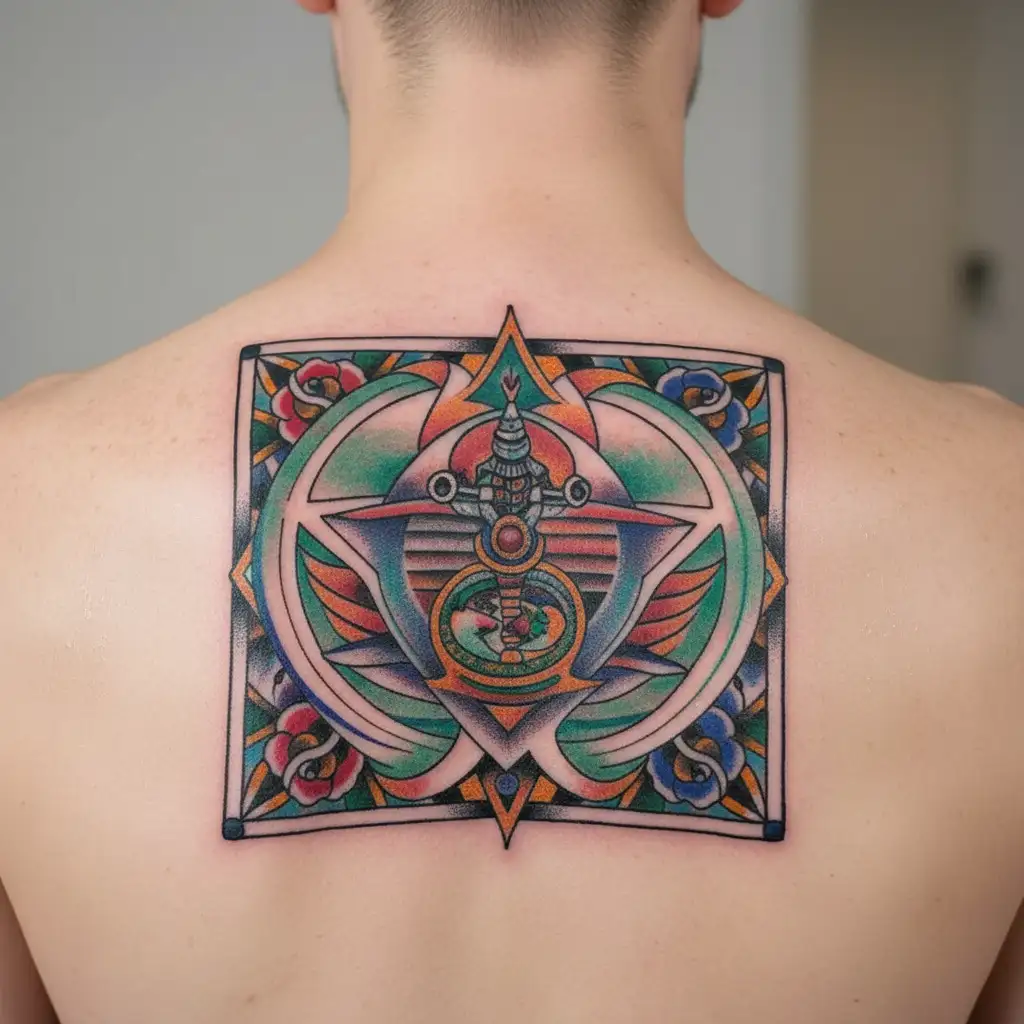 brahma vishnu mahesh symbol tattoo design idea