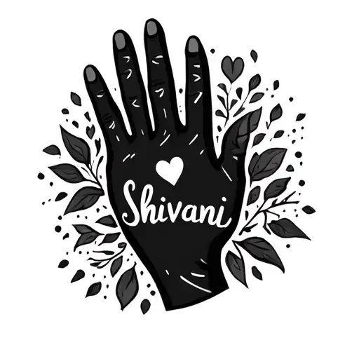 shivani written on hand with  love emoji  tattoo design idea