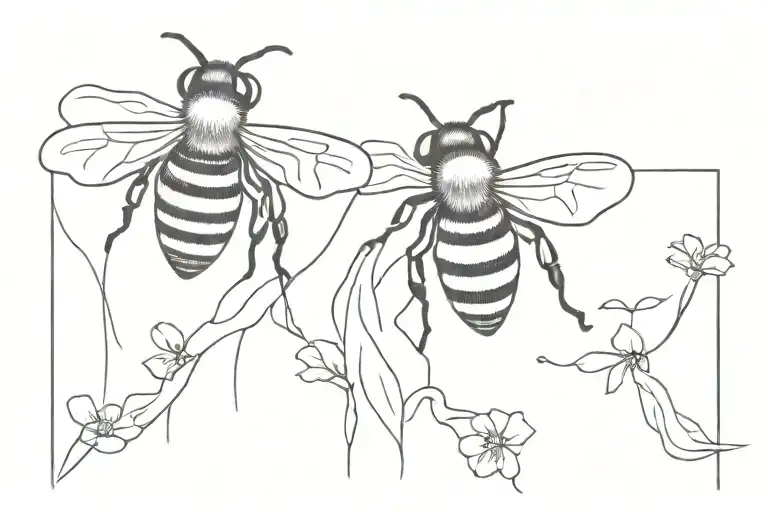 2 bees wearing white bed sheets looking like ghost tattoo design idea