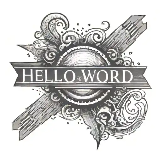 hello world programming rainbow tattoo design idea