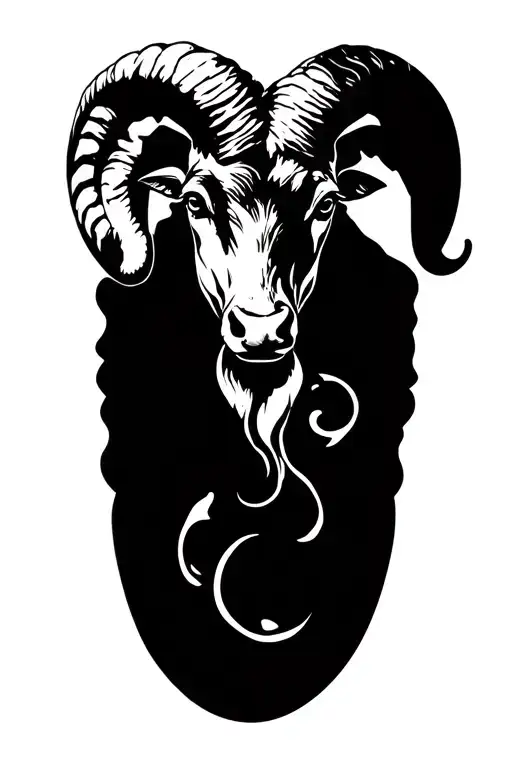 Aries with water element symbol tattoo design idea