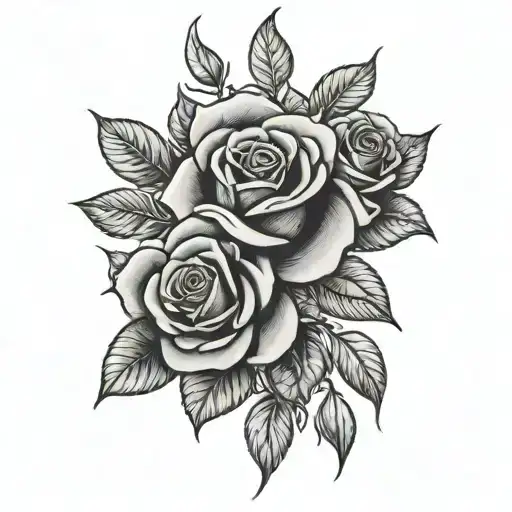 western and roses tattoo design idea