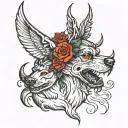 dog and devil tattoo design idea