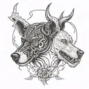 dog and devil tattoo design idea