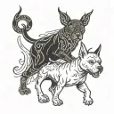 dog and devil tattoo design idea