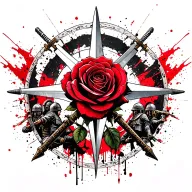 compas rose surrounded by canons and swords with Spartans on each side tattoo design idea