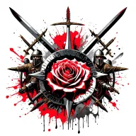 compas rose surrounded by canons and swords with Spartans on each side tattoo design idea