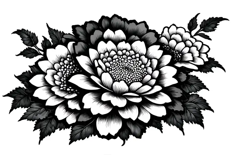 japanese chrysanthemum flowers surrounding tattoo design idea