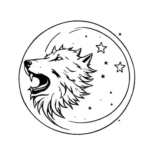 wolf howling at the moon and skulls tattoo design idea