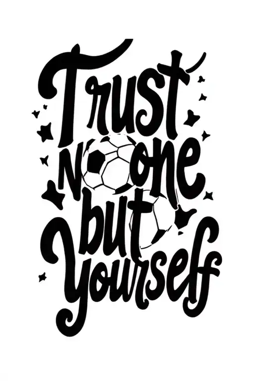 "Trust no one but yourself " Soccer tattoo design idea