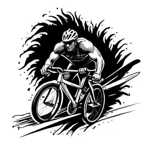 bicep tattoo that incorporates rowing, cycling, and Metal music tattoo design idea