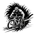 bicep tattoo that incorporates rowing, cycling, and Metal music tattoo design idea