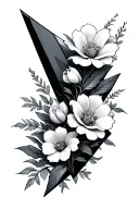 shards of narsil and flowers wrapped tattoo design idea