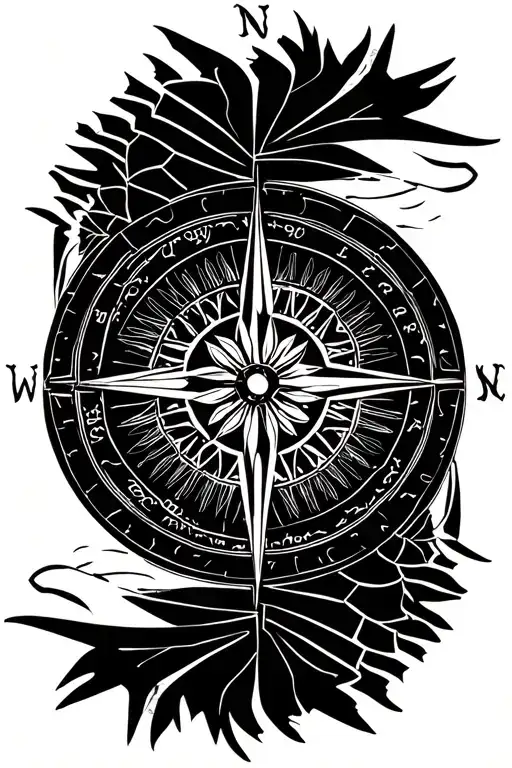 rosette of winds on a compass tattoo design idea